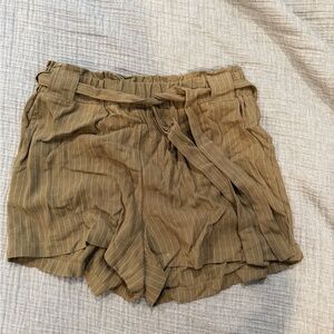 Hem & Thread High Waist Brown Pinstripe Shorts